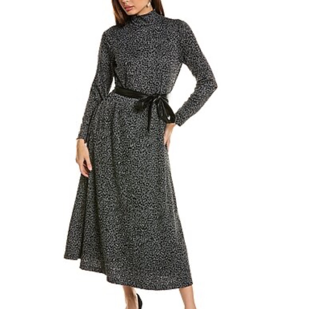 Anne Klien Elegant Mock Neck Midi Dress
